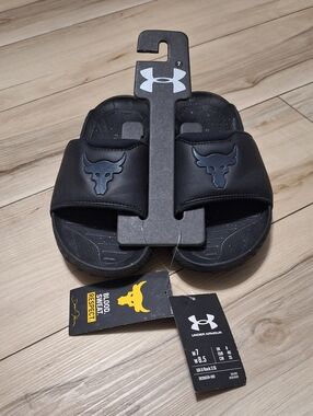 Under Armour Womens  Black Slides - Project Rock Collection Size 8.5